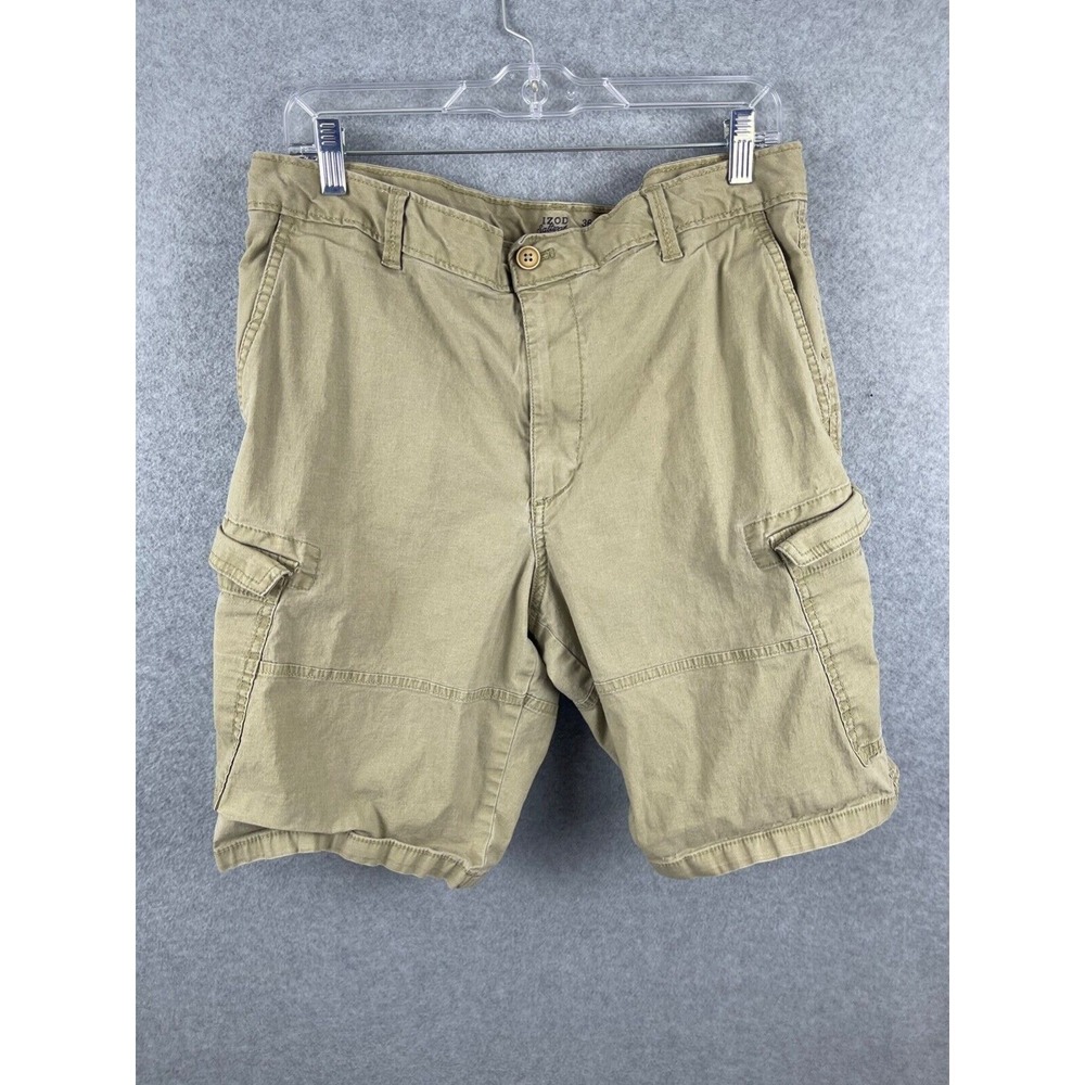 IZOD Saltwater Cargo Shorts Men's 36 Khaki Brown Outdoor 90s Hunting Fishing